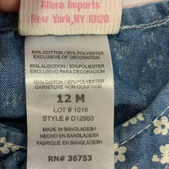 Duck Duck Goose Girls Blue And Pink Trim Butterfly Dress 12 Months - Picture 8 of 8